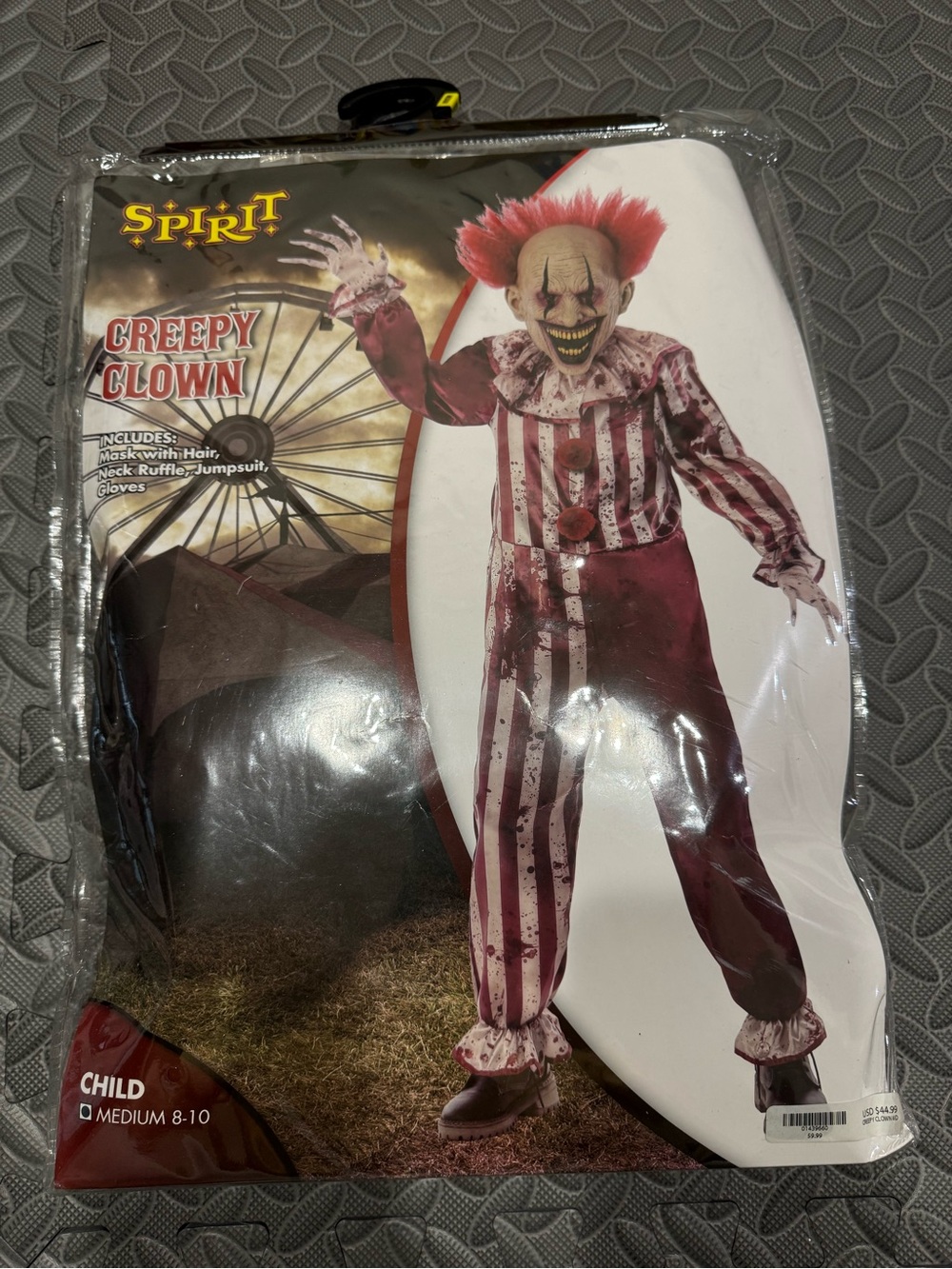 Spirit Creepy Clown Kids Costume Size M 8-10
